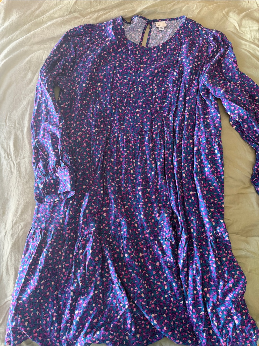 Teal and Purple Floral Print Dress